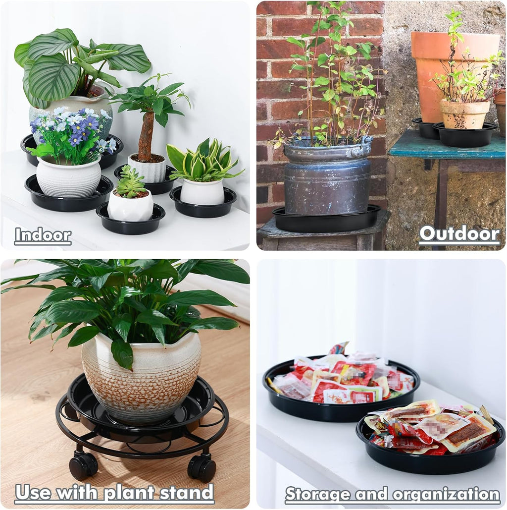 Plant Saucer 15 Pack Plant Trays for Pots 12 Inch Plastic Plant Saucers for Outdoors and Indoors Black Drip Trays for Potted Plants Flower Pot Plates to Catch Water Plant Drainage Dishes No Holes