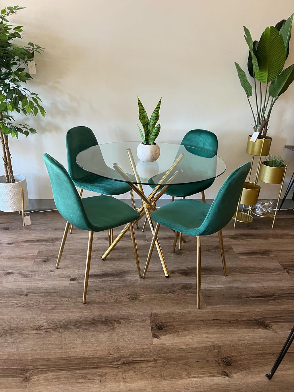 Round Glass Dining Table with Gold Criss Cross Legs, 39.5 Inch Modern Gold Kitchen Table Circular, Elegant Dining Room Table for 4 (Art Deco)