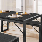 Gizoon 45.5" Dining Table Set for 4, Kitchen Table with 2 Benches Black | Space-saving black 4-person table set with 2 benches. Steel frame & MDF board. Benches tuck under table. 330lbs capacity.