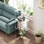 Clear Acrylic Side Table, 15.7" L x 11.8" W x 38.7" H, 4-Tier End Table for Living Room, Small Modern Bedside Tables Nightstand for Bedroom, Home Decor Accent Table JJ0011-01
