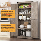 71in Farmhouse Kitchen Pantry Cabinet,Tall Storage Cabinet with 4 Doors and Adjustable shelves,with Load-Bearing Steel Pipe,Wood Storage Cabinets for Kitchen,Dining Room,Bathroom(Light Rustic Oak)