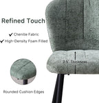 Green Chenille Dining Chairs Set of 4 Accent Chair for Kitchen | Modern Upholstered Chenille Fabric Accent Chairs for Dinner Living Room Curved Wingback Adjustable Feet(Only Chairs)