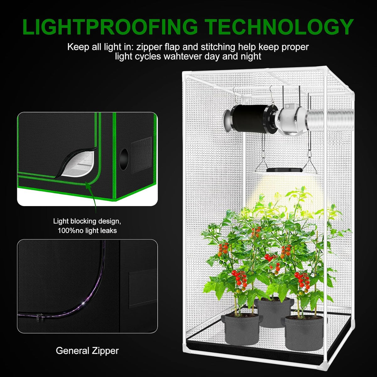 MELONFARM 4x2 Grow Tent, 48"x24"x72'' High Reflective 600D Diamond Mylar Canvas with Observation Window and Floor Tray for Hydroponic Indoor Plant Growing