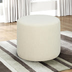 Studio Living Wentworth 19" Round Ottoman, Urban Transitional, Fully Assembled, Soft Boucle Fabric, Snow