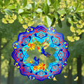 Wind Spinners 12 inch 3D Stainless Steel Laser Cut Metal Art Geometric Pattern Wind Sculpture Hanging for Garden Decorations Gifts Indoor Outdoor Blue