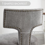 Dining Chair Set of 2 Linen Fabric Curved Backrest Farmhouse Mid Century Accent Upholstered Kitchen Chairs with Wood Legs and Foot Pad for Dining Room/Living Room/Restaurant,Grey