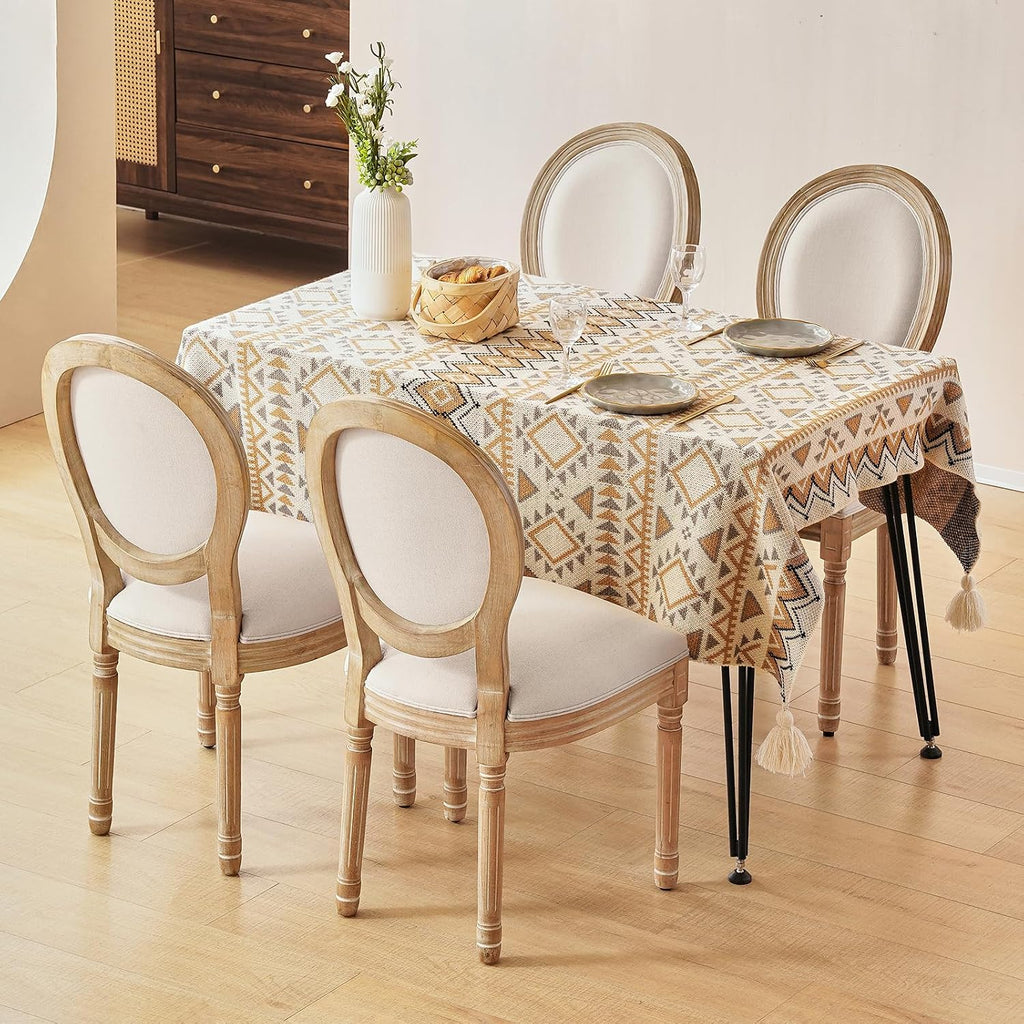 Furnimart French Country Vintage Dining Chairs Set of 8 Farmhouse Dining Chairs with Round Back and Solid Wood Legs, Oval Side Chairs for Kitchen Dining Room Living Room