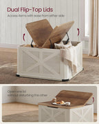 VASAGLE LIRY Collection - Farmhouse Coffee Table with Storage, Square Coffee Table for Living Room, Center Table with Flip-Top Lids, Honey Brown and Rustic White ULCT232W73