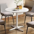 Round Dining Table Kitchen Table for 4 People 30 inch Circle Mid Century Modern Table with Sturdy Metal Base for Small Spaces Dining Room Living Room Office Farmhouse Water-Resistant, White
