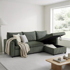 Ball & Cast 86" Sectional Sleeper Sofa Bed Pull Out Couches for Living Room | L Shaped Convertible Pull Out Sofa Bed with Reversible Storage Chaise and Side Pocket, 3-Seat Sofa for Small Space Apartment