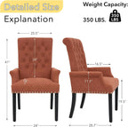 adochr Dining Chairs with Arms,Linen High Back Dining Room Chairs, Orange | Upholstered Accent Armchair with Solid Wood Legs & Nailhead Trim for Kitchen Living Room, 500 LBS Capacity