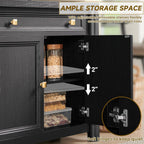 Standifurno Credenza Storage Cabinet with 4 Doors and 2 Drawers, 59" Large Sideboard Buffet Cabinet, 32.1'' Tall Wood Buffet Table Coffee Bar Console Cabinets for Living Dining Room, Black