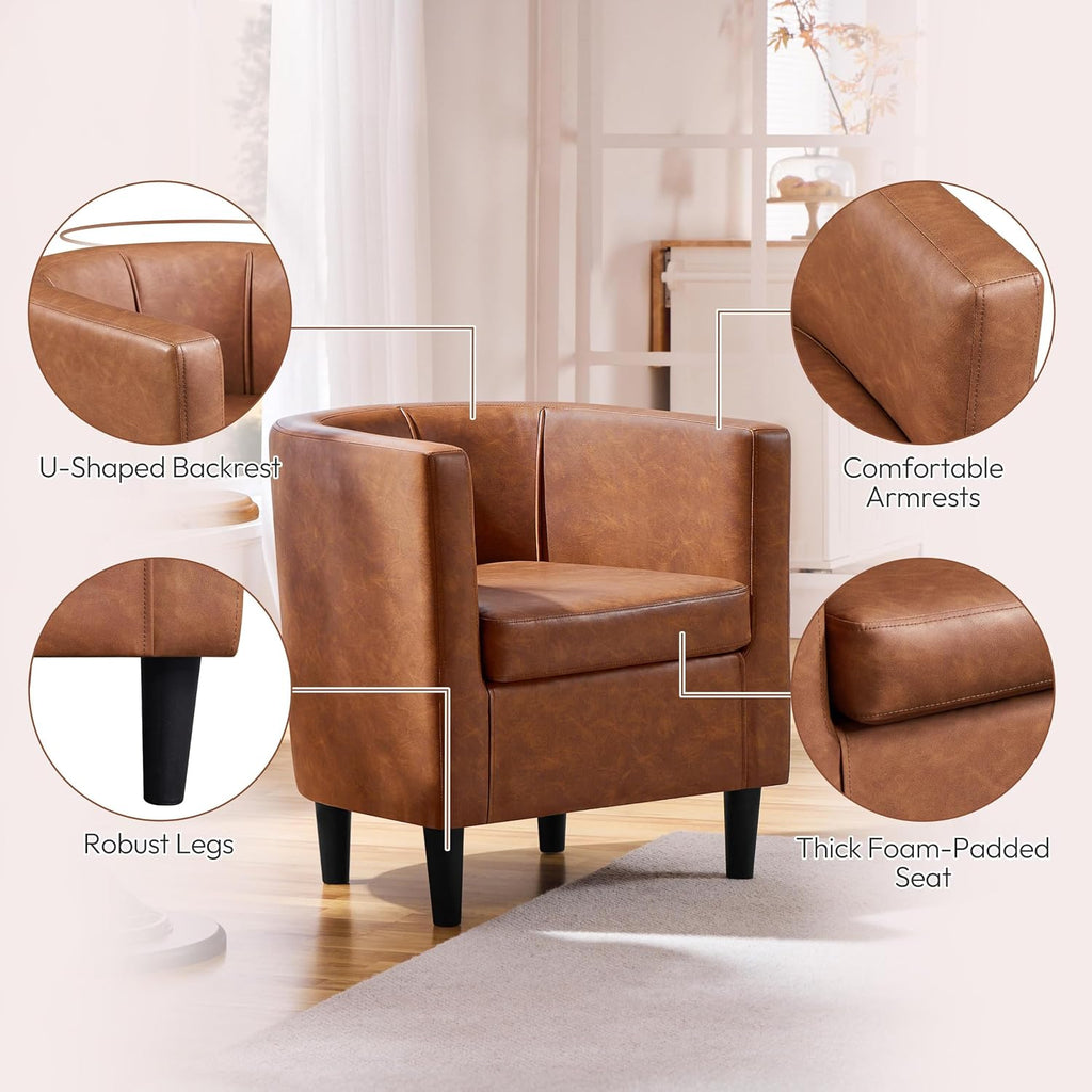 Yaheetech Barrel Accent Chairs Set of 2, Modern Armchairs, Brown