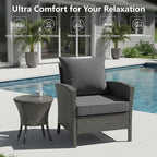 24x24 Inch Outdoor Chair Cushion with Removable Cover, Patio Furniture Cushion - Water-Repellent, Fade-Resistant, Non-Slip Bottom & Straps, Replacement for Deep Seat Sofa & Couch - Dark Grey