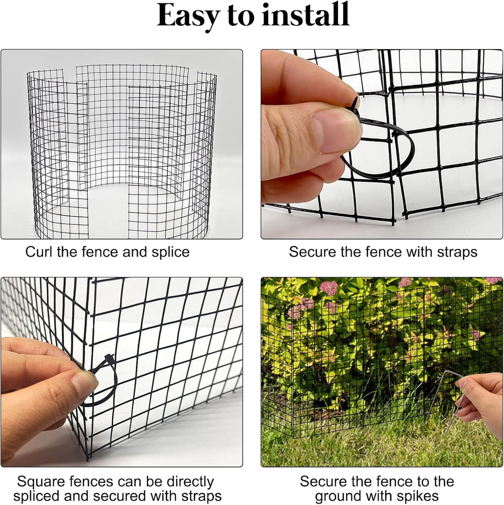 30 Pcs 24'' x 12'' Large Wire Plant Protector from Animals, 10 Pack Metal Plant Cage Chicken Wire Cloche with Ground Stakes and Nylon Tie to Keep Animals Out, Garden Protection Bunny Barricade