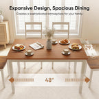 5-Piece Dining Table Set, Kitchen Table Chairs Set of 4, Space-Saving | Farmhouse Dining Table Set for 4, Kitchen Table and Chairs with for Dining Room, Small Kitchen, Apartment Dark Walnut White