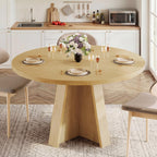 iPormis 47-Inch Round Dining Table for 4-6 People, Modern Wooden Kitchen Table for Dining Room, Farmhouse Circle Dinner Tables Furniture for Kitchen Living Room, Natural