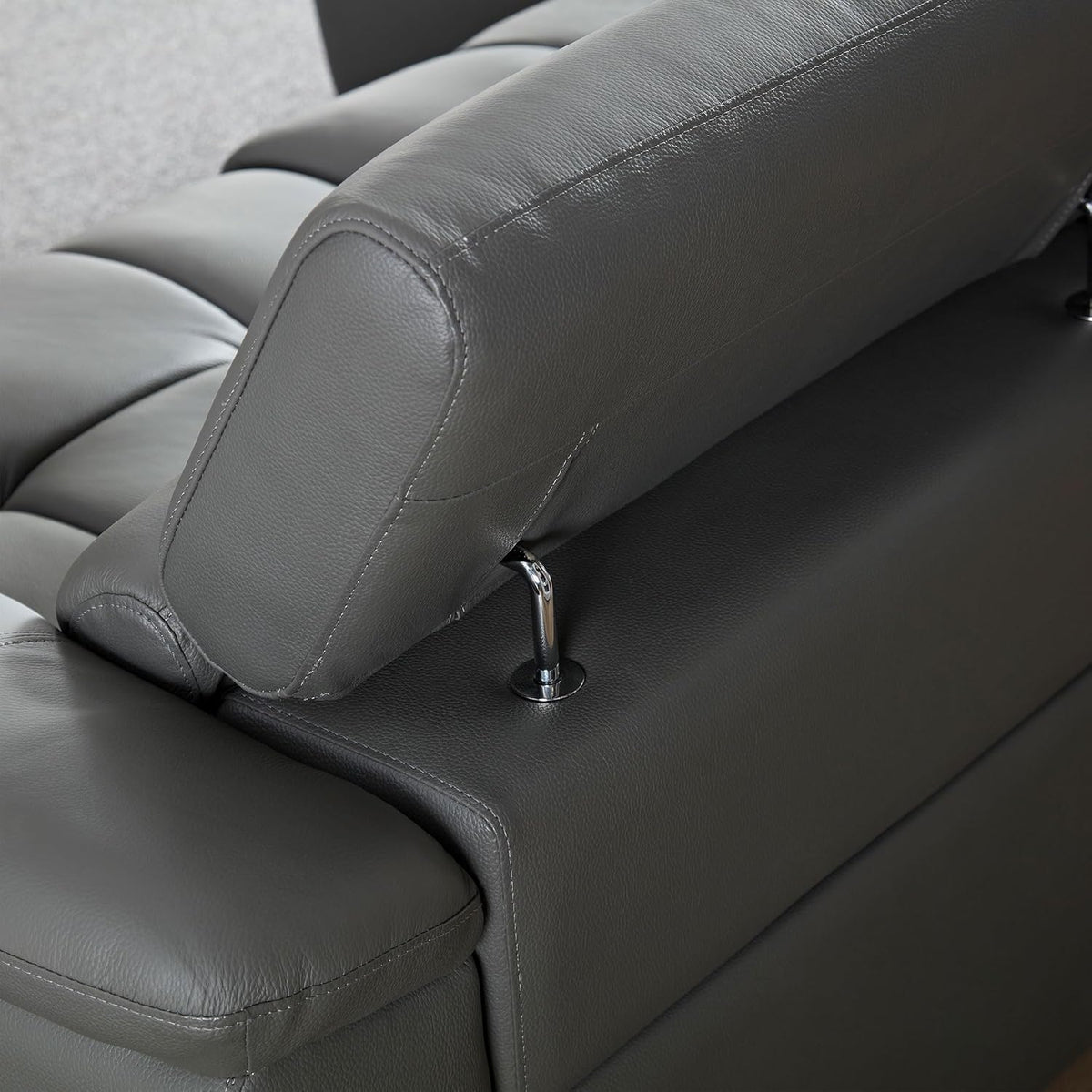 KEIKI 113" L-Shaped Genuine Leather Wall-Hugger Reclining Sofa with Left Chaise, Adjustable Backrest & Footrest, Modern Electric Control 3-Seater Couch with USB, for Living Room, Dark Grey