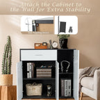 LOKO Buffet Cabinet with Storage, Multifunctional Kitchen Storage Cabinet with Adjustable Shelf & Anti-toppling Devices, Sideboard Side Table in Modern Style, 35 x 16 x 31.5 inches
