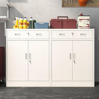 Wanfu Metal Storage Cabinet, Locking Cabinet with 1 Drawer and Adjustable Shelf, 36" H x 28" W x 16" D Steel Storage Cabinet for Office, Garage, Home-White