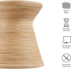 Modway Tavi Natural Rattan Hourglass Round Side Table in Natural – 16 Inch Small Accent End Table for Living Rooms, Bedrooms, or Covered Patios