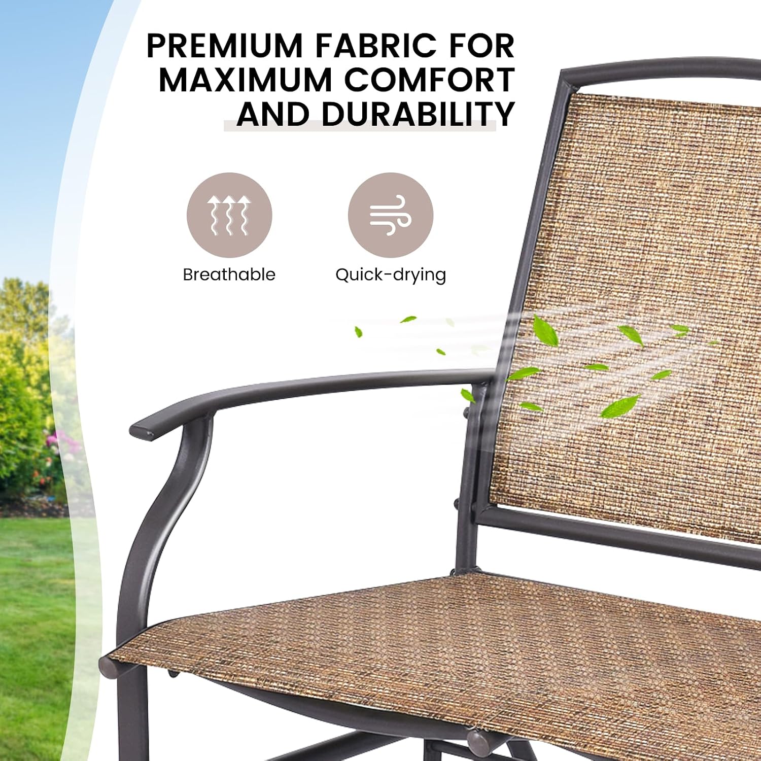 GIANTEX Patio Glider Benches for Outside, Swing Glider Chair w/Steel Frame | 400 LBS Capacity, Patio Swing Rocker, 2-Person Loveseat for Backyard, Poolside, Lawn, Balcony, Porch Glider Bench(Brown)