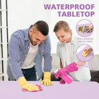 4 FT Folding Table with Carry Handle, Portable Fold-in-Half Plastic Table, Rectangle Foldable Table for Indoor/Outdoor Light Purple