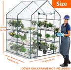 Greenhouse Cover Replacement, 56×56×76 Inches PE Walk-in Greenhouse Cover for Gardening Plants w/Roll-Up Zipper Door, Waterproof Wind Rain Proof Frost Protection , Easy Assembly (No Frames Include)