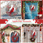Cardinal Wind Spinner,3D Bird Spinners with Holly for Yard and Garden 3D Steel Wind Spinners Outdoor Wind Spinner 10 inch 3D Xmas Wind Sculptures