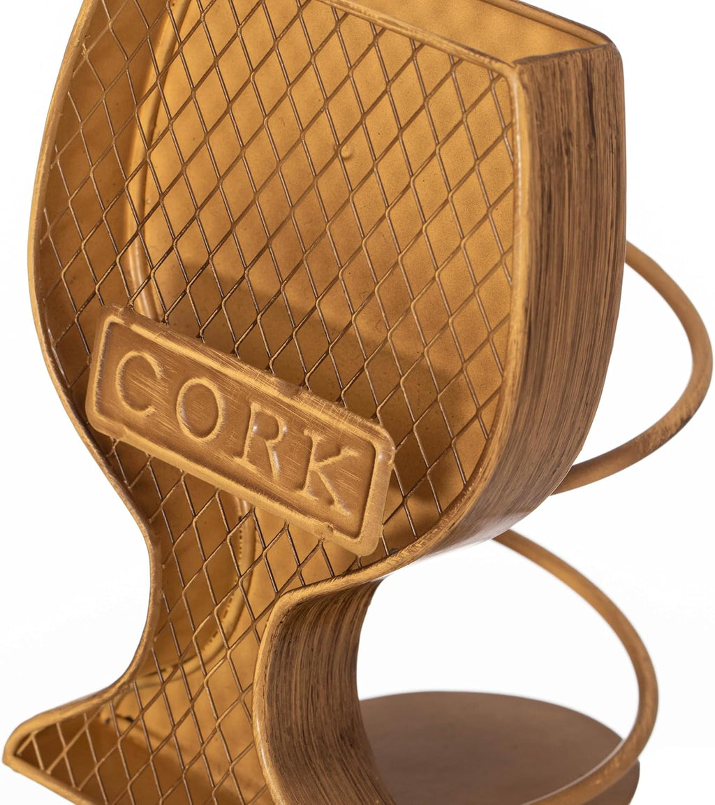 Vintiquewise Decorative Metal Goblet Shape Wine Bottle and Cork Holder A Unique Home Decor Piece and Countertop Accessory for Kitchens, Bars, and Dining Rooms - Great Collection for Wine Lovers