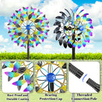 Metal Outdoor Wind Spinner, 2-Way Wind Sculpture Spinner with Metal Stake, Waterproof 360 Degrees Kinetic Windmill Art Decoration for Patio Garden Lawn (A- Colorful)