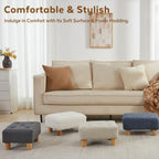 Small Foot Stool Ottoman, Sherpa Footstool Ottoman Foot Rest for Couch, Rectangle Footstools and Ottomans Small for Living Room, Entryway and Bedroom (Navy Blue)