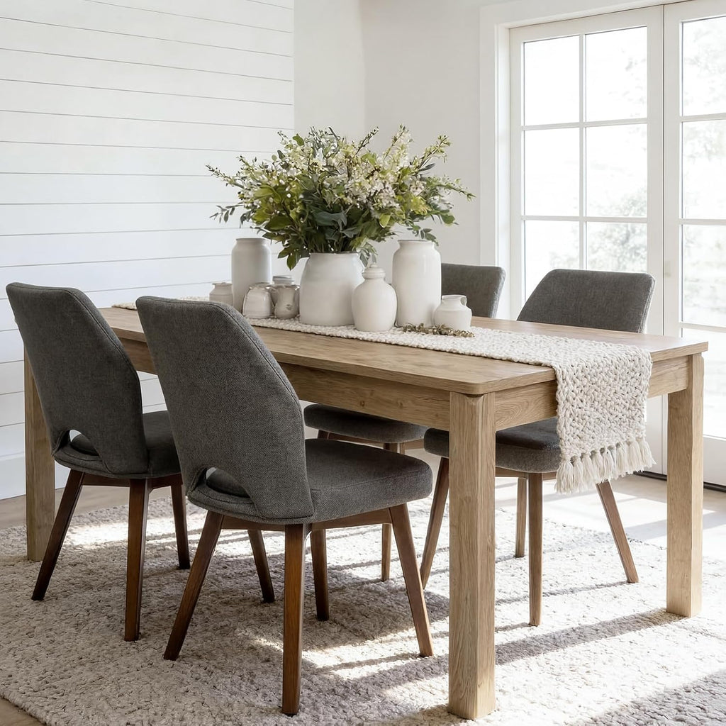 Farmhouse Dining Table for 6, Rectangle Dining Table, Kitchen Table Oak | Large Modern Wood Table for Home Office & Family Gathering - Sturdy Design