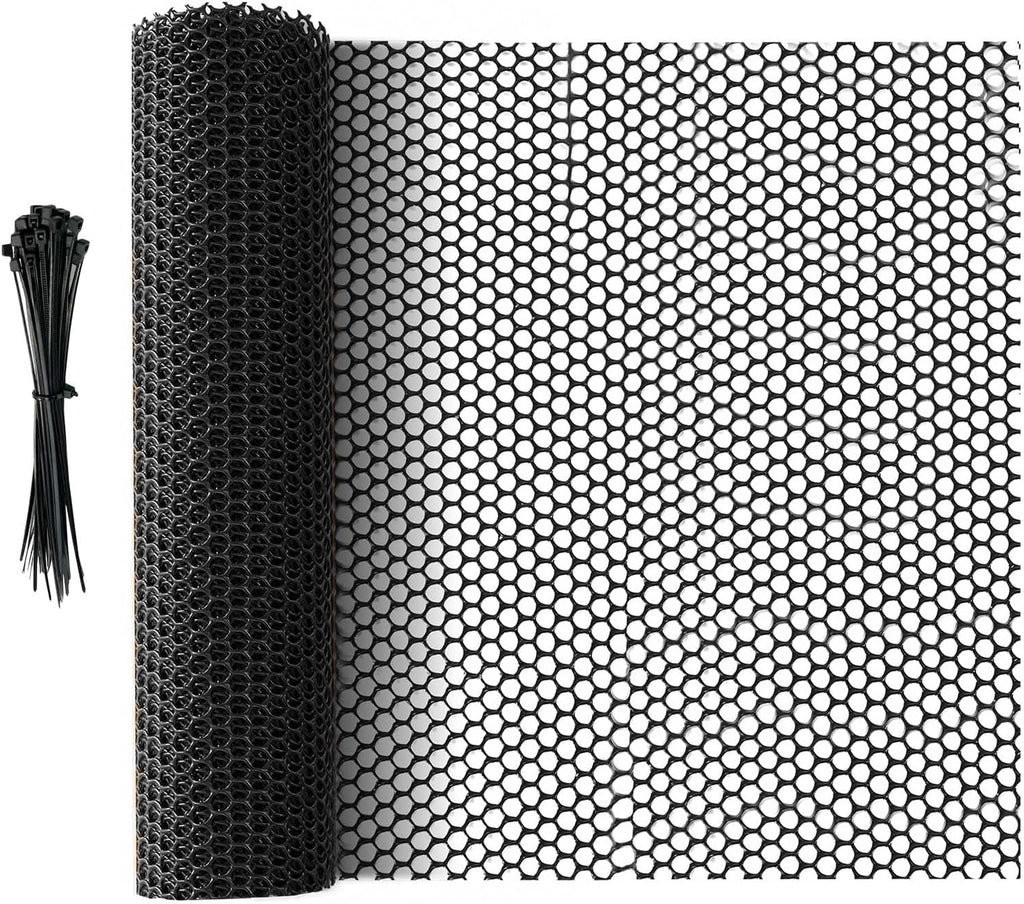 49.2 FT x 15.7 in Roll Mesh Fence, Versatile Black Plastic Fencing & Netting, Cuttable Animal Wire Mesh Fence, Durable Tree Trunk Protector, Suitable for Cat Dog Rabbit Barrier and Plant Protectors