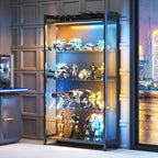 AODK Display Case with Glass Shelves & RGB Lights, 4-Tier Display Cabinet