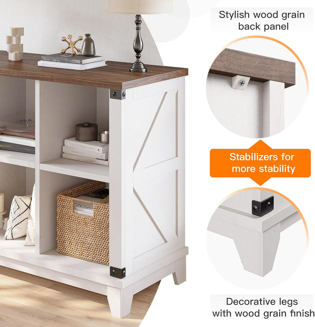 EnHomee Farmhouse 6-Cube Storage Organizer for Living Room, White