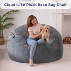 MAXYOYO Bean Bag Chair, Soft Bean Bag Sofa with Supportive Foam Filling | Plush Bean Bag Sofa with Supportive Foam Filling, Floor Sofa Seat with Side Pocket and Washable Cover, Dark Grey, 3FT