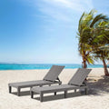 EUNHOO Outdoor Chaise Lounge Set of 2, Adjustable Pool Lounge Chair with 5 Positions Backrest, Waterproof Sun Loungers for Garden Pool Beach Patio Deck Sunbathing