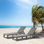 EUNHOO Outdoor Chaise Lounge Set of 2, Adjustable Pool Lounge Chair with 5 Positions Backrest, Waterproof Sun Loungers for Garden Pool Beach Patio Deck Sunbathing