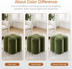 Zesthouse Flower Pouf Ottomans Foot Rest Set of 2, Velvet Fabric Poofy Ottomans Footstool for Sofa Couch, Modern Living Room Stool Seats for Hallway, Cute Square Vanity Stools for Bedroom Dorm, Green