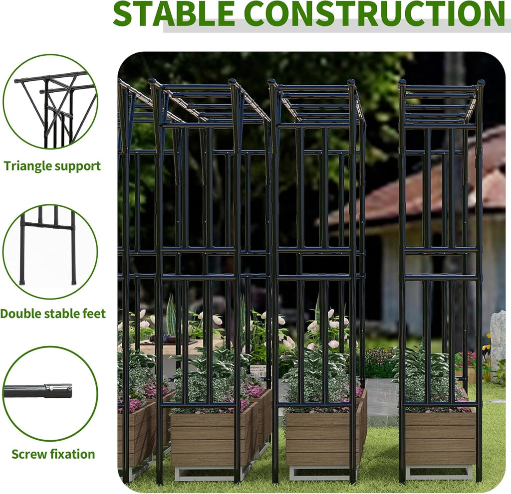 Flat Top Garden Arch Trellis 11FT x 9FT, Super Large Arbor Trellis for Climbing Plants Outdoor 141.7in x 108in x 19.7in, Metal Garden Frame for Backyard, Lawn, Archway, Wedding Decoration, Patio Black