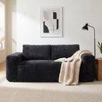 LIKIMIO Liorin Plush 71" Floor Loveseat Sofa Black Corduroy No Assembly | 2 Seater | High-Density Foam | 25.6" Deep Seat | 17.3" High Seat | Sofa in a Box | Ideal for Apartment/Living room