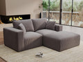 Modular Sleeper Sofa Couch Modern Sectional Couches for Living Room - 79" L-Shaped Cloud Couch - Easy Assembly Corduroy Convertible Sponge Compression Sofas with Chaise for Home House(Grey)