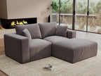 Modular Sleeper Sofa Couch Modern Sectional Couches for Living Room - 79" L-Shaped Cloud Couch - Easy Assembly Corduroy Convertible Sponge Compression Sofas with Chaise for Home House(Grey)