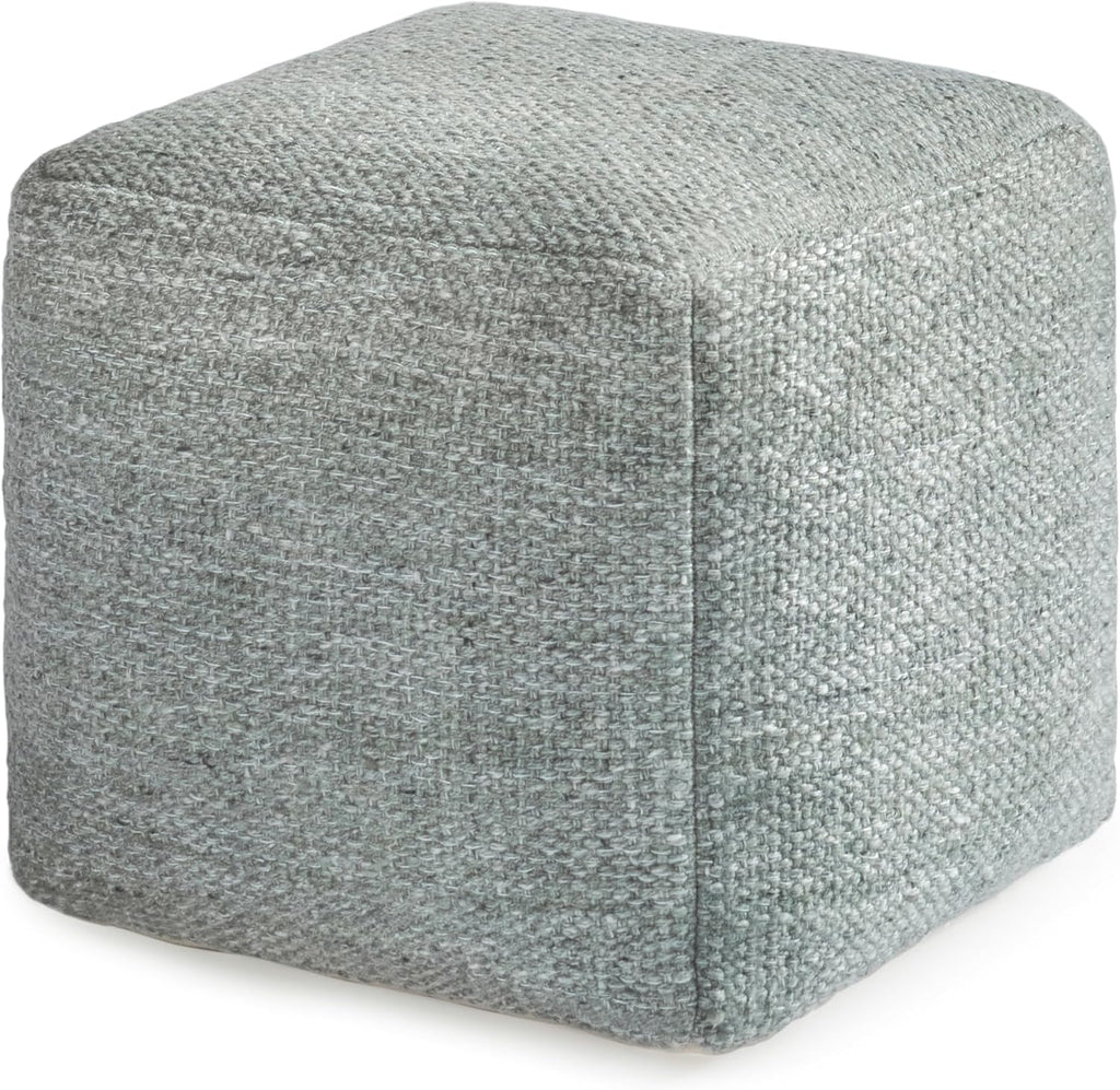 Anji Mountain 16" H x 16" W Handmade Pouf Ottoman for Living Room & Couch | Soft & Fluffy Ottoman Pouf, Lightweight, Decorative Floor Pouf Seating for Bedroom & Home Décor Accent, Green