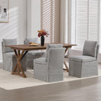 Slipcovered Dining Chairs Set of 2, Farmhouse Upholstered Dining Chair with Solid Wood Legs, Soft Padded Armless Side Chair for Dining/Living/Reading Room, Banquet, Blue Stripe