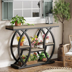 Tribesigns 39.4" Console Table, 4-Tier Sofa Table, Accent Tables, Grey | Storage Shelves, Wood Tabletop with Metal Frame, Industrial Style, For Narrow Entryway, Hallway, Behind the Couch