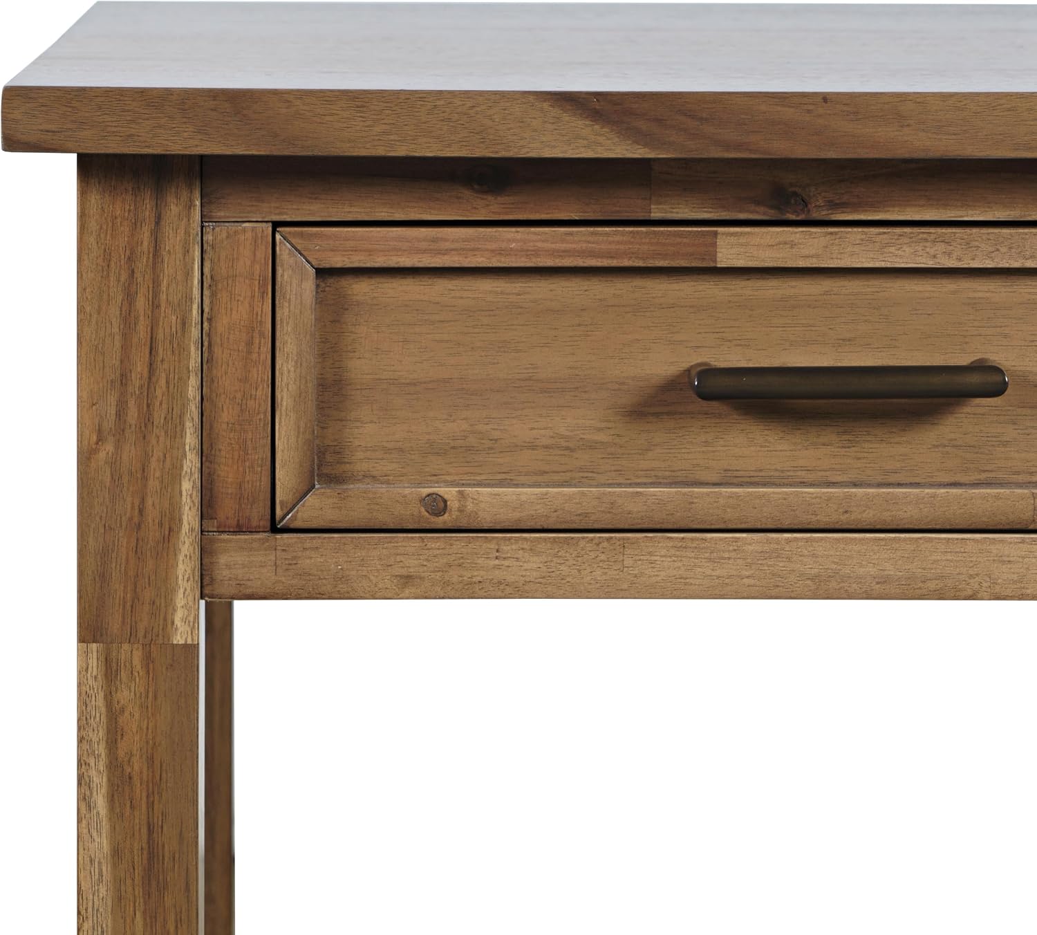 Jofran Acacia Wood Square End Table with Storage, Transitional Rustic Side Table for Living Room Bedroom, Accent Table, Wire Brush Brown