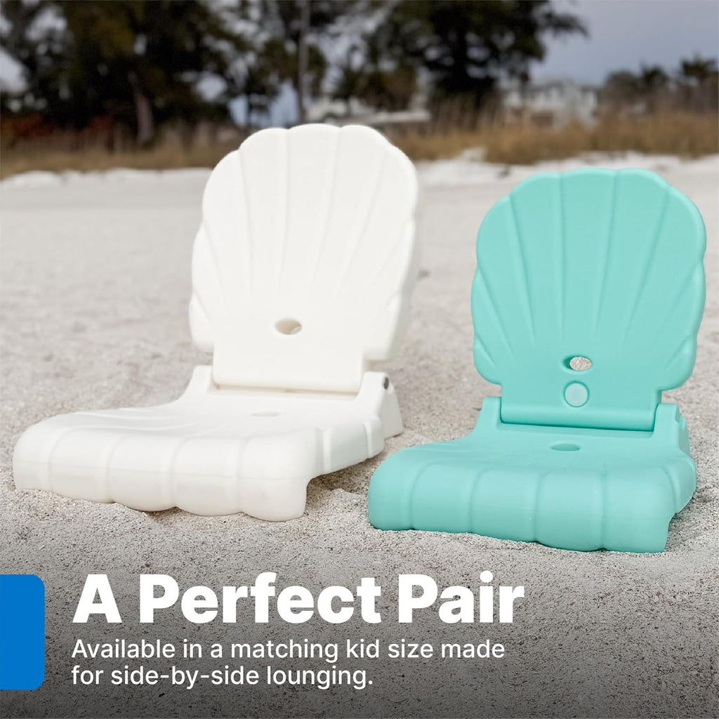Step2 Seashell Flip Seat 2 Pack, Adult Portable Outdoor Chairs for Poolside, Camping, Beach, Stadium, Providing Back Support, Made of UV20 Durable Plastic, Incredible White