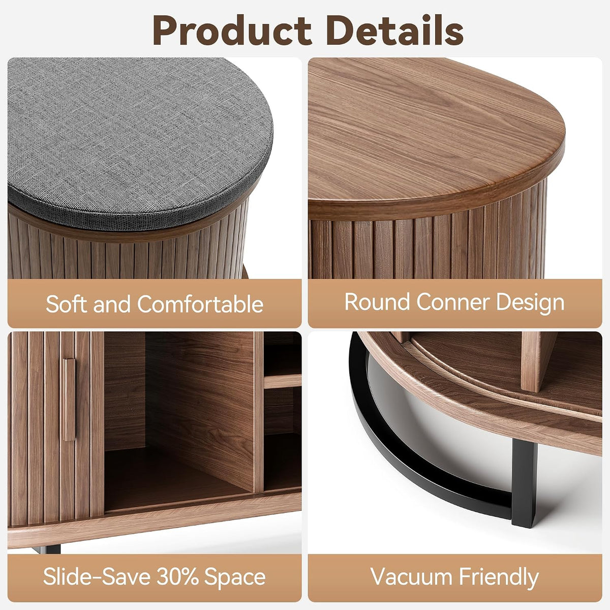 Decofy Shoe Storage Bench with Cushion and Sliding Doors, 47.2 Inch Shoe Bench with Storage, Freestanding Entryway Bench with Storage, Sturdy Metal Feet, for Hallway & Entrance Hall, Walnut